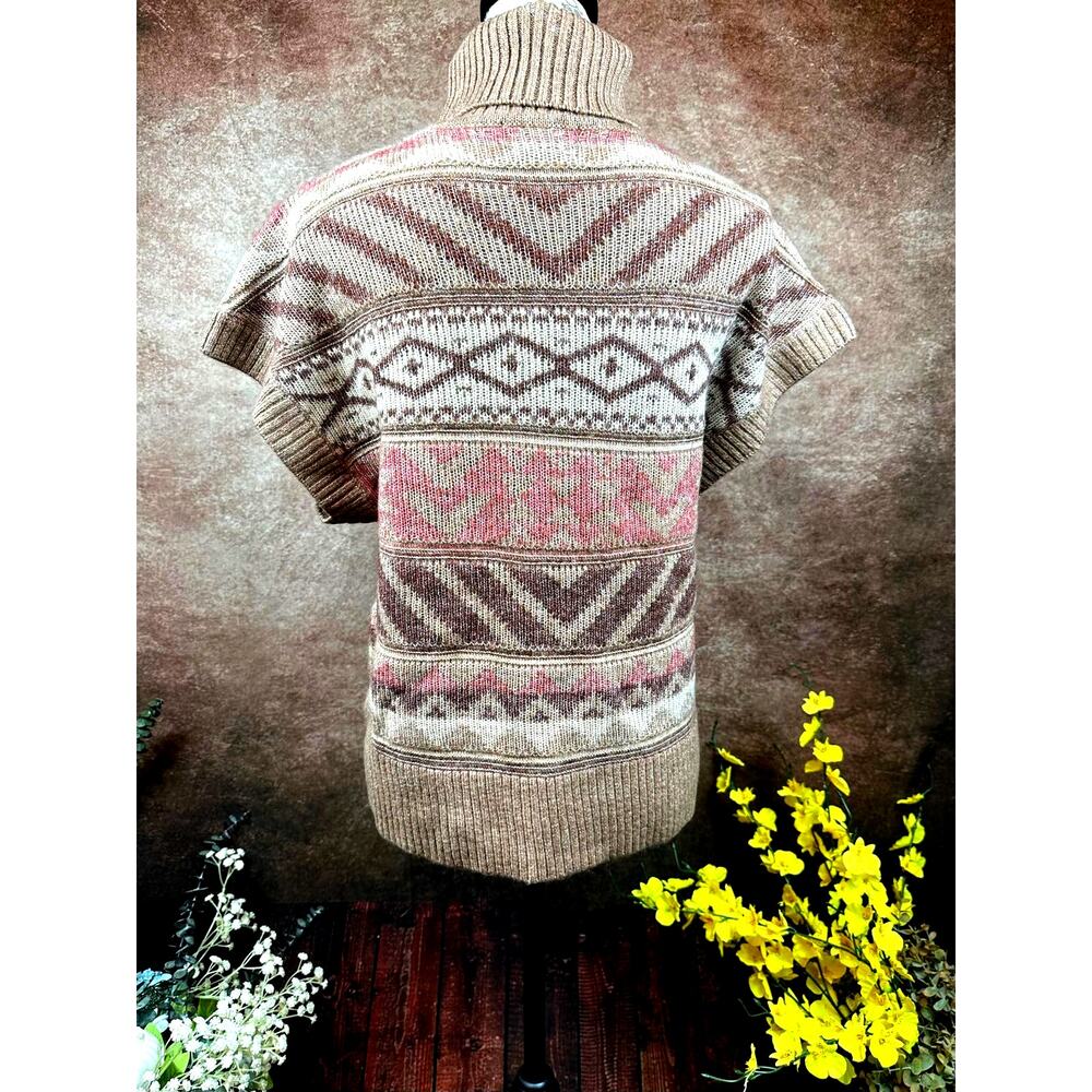 Design History Ribbed Cap Sleeved Turtleneck Brown Multi L - Picture 8 of 10